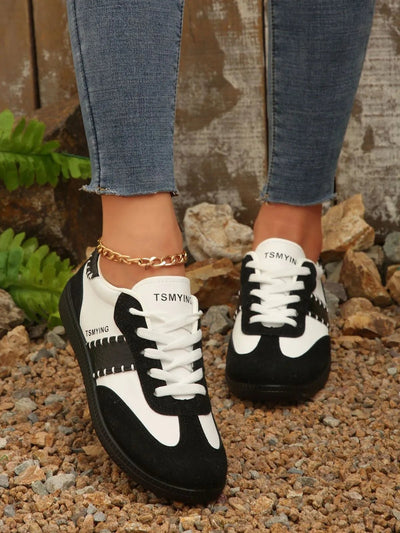 Contrast Lace Up Sneakers - Style Chic Couture