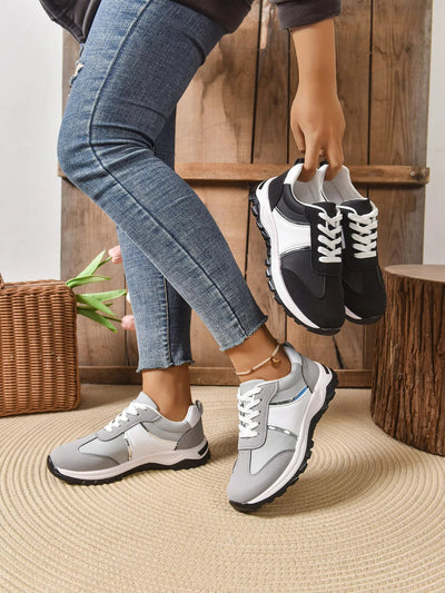 Contrast Lace Up Sneakers - Style Chic Couture