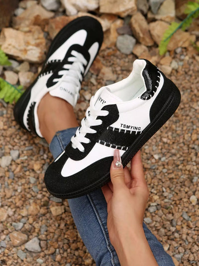 Contrast Lace Up Sneakers - Style Chic Couture