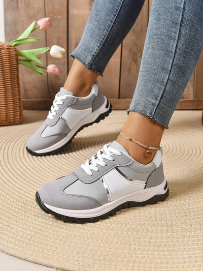 Contrast Lace Up Sneakers - Style Chic Couture