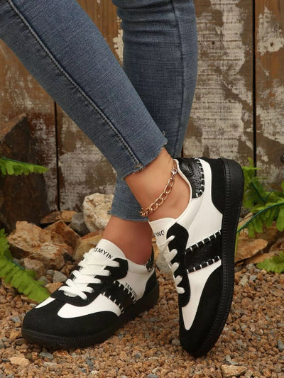 Contrast Lace Up Sneakers - Style Chic Couture