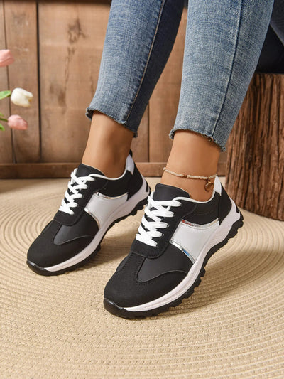 Contrast Lace Up Sneakers - Style Chic Couture