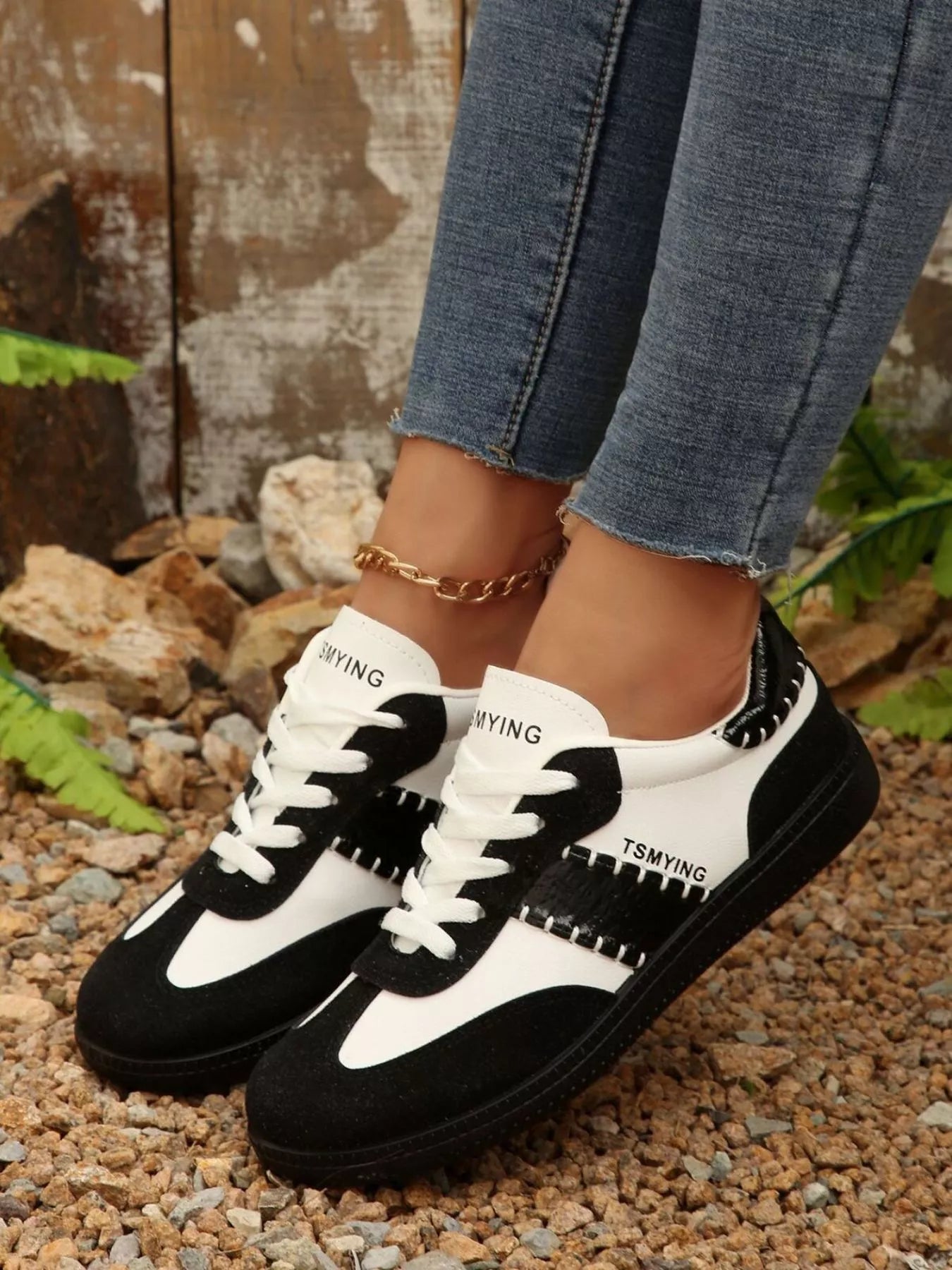 Contrast Lace Up Sneakers - Style Chic Couture
