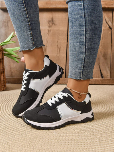 Contrast Lace Up Sneakers - Style Chic Couture