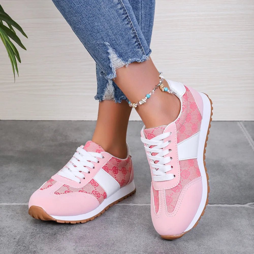 Contrast Round Toe Flat Sneakers - Style Chic Couture