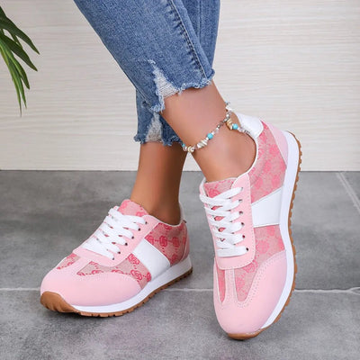 Contrast Round Toe Flat Sneakers - Style Chic Couture