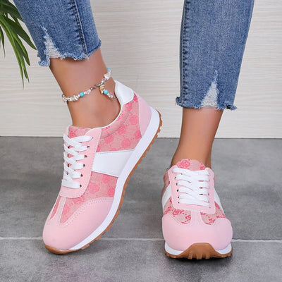 Contrast Round Toe Flat Sneakers - Style Chic Couture