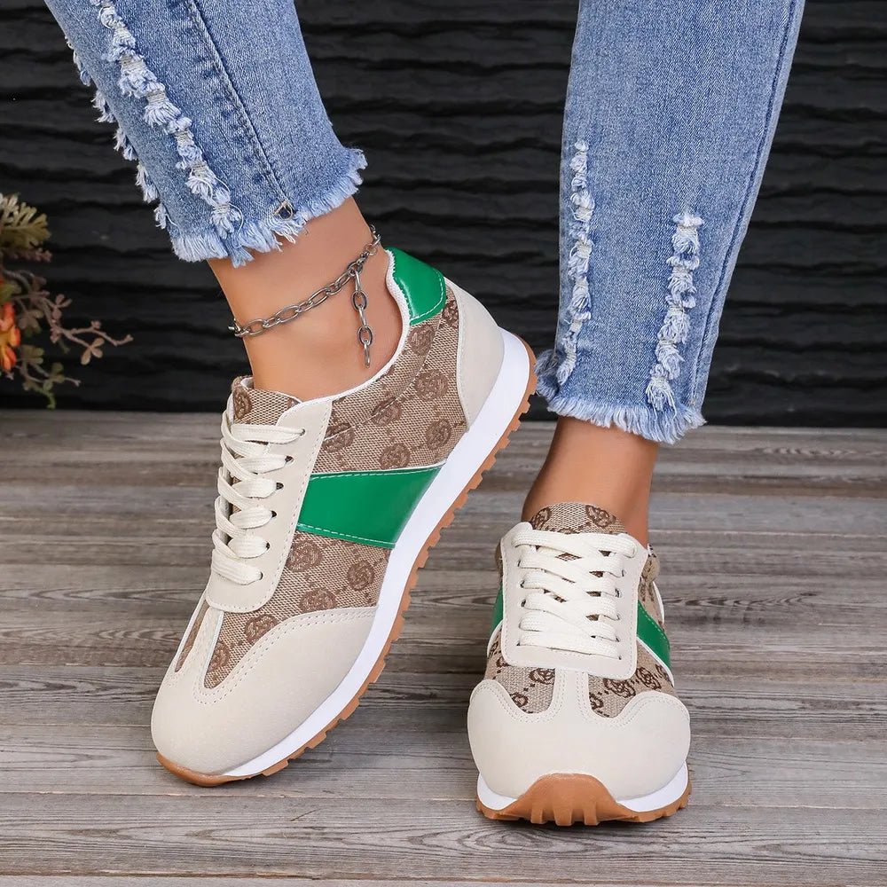 Contrast Round Toe Flat Sneakers - Style Chic Couture