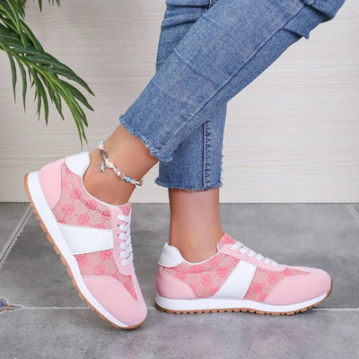 Contrast Round Toe Flat Sneakers - Style Chic Couture