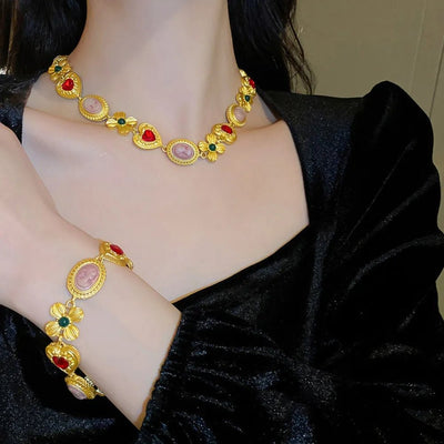 Copper Inlaid Rhinestone Vintage Bracelet - Style Chic Couture