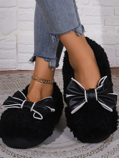 Cozy Bow-Knot Fluffy Indoor Slippers