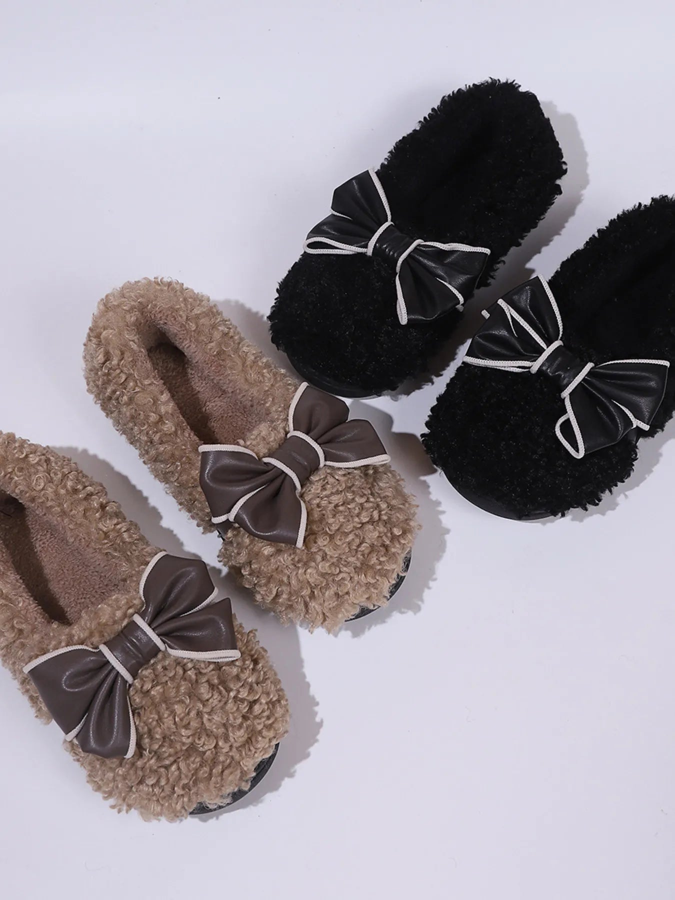 Cozy Bow-Knot Fluffy Indoor Slippers