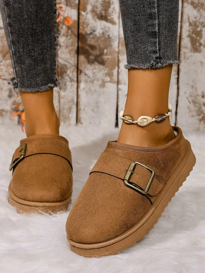 Buckle Suede Cozy Winter Slippers