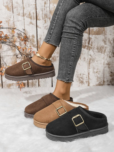 Buckle Suede Cozy Winter Slippers