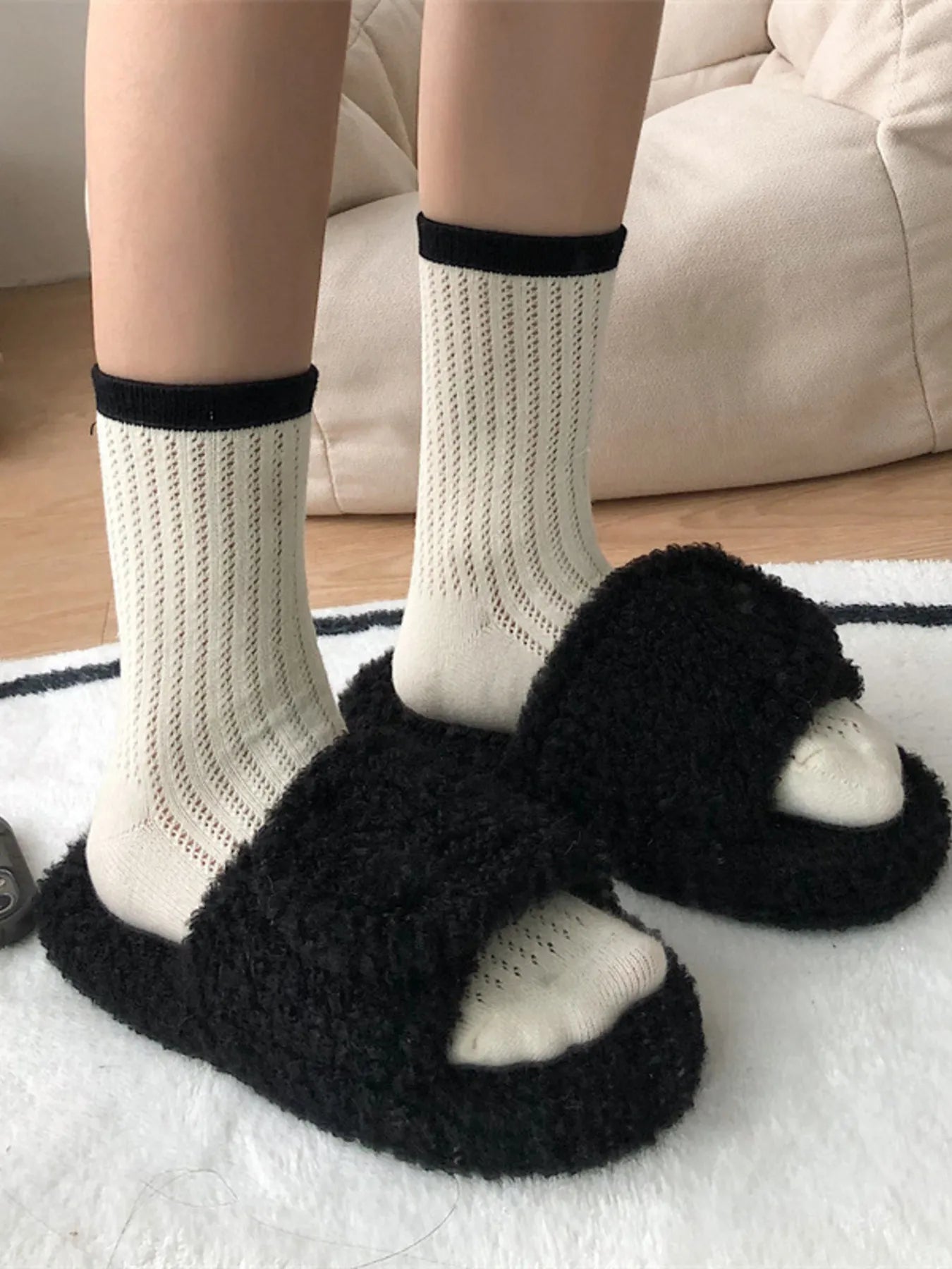 Plush Open Toe Snuggle Slippers