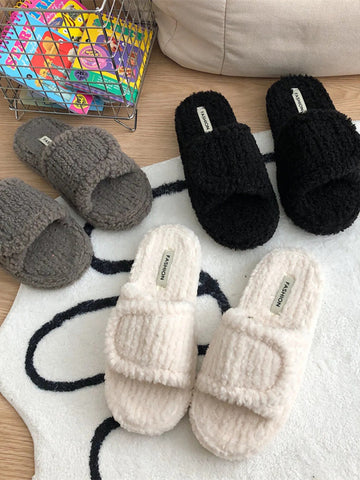 Plush Open Toe Snuggle Slippers