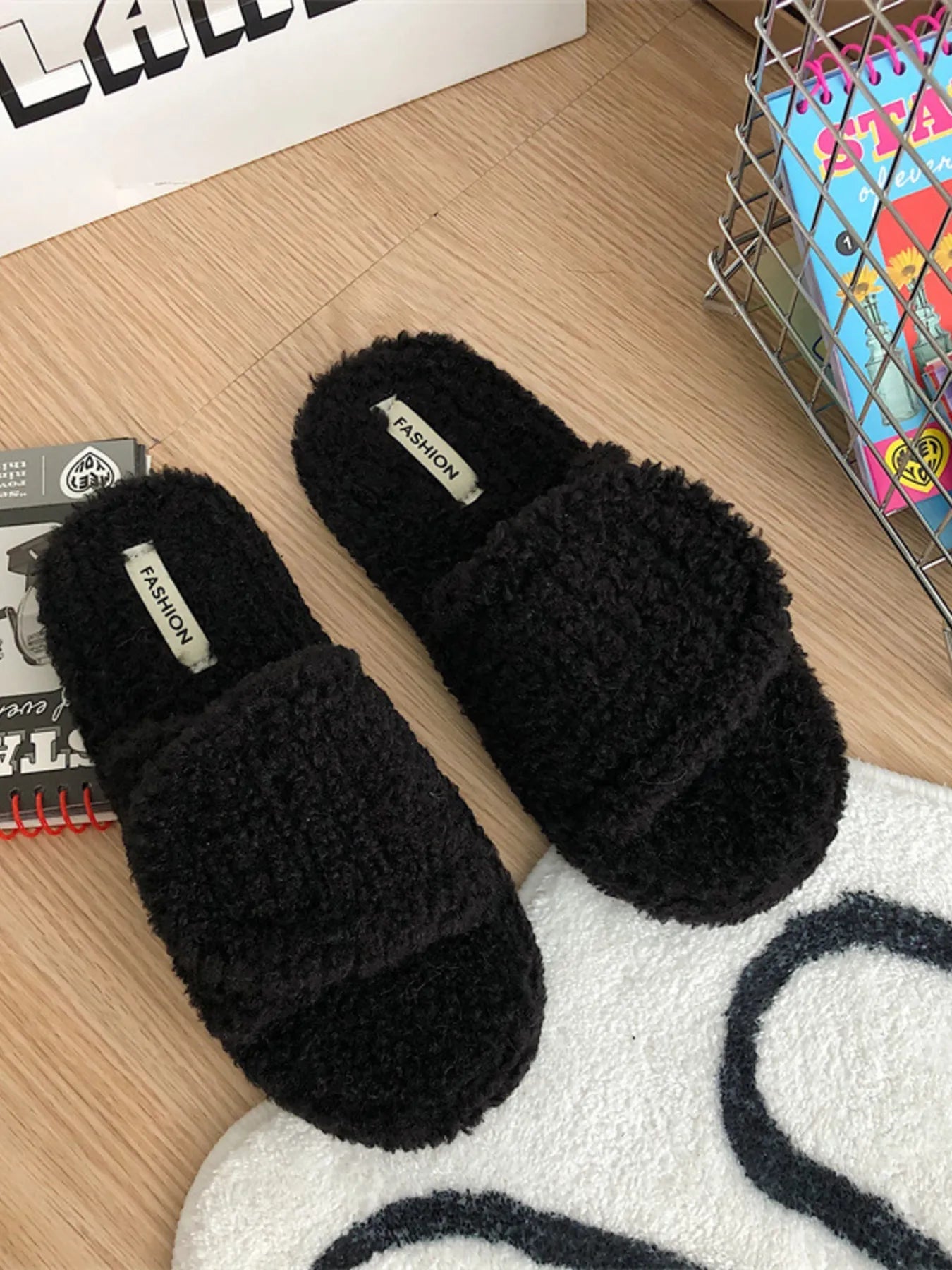 Plush Open Toe Snuggle Slippers