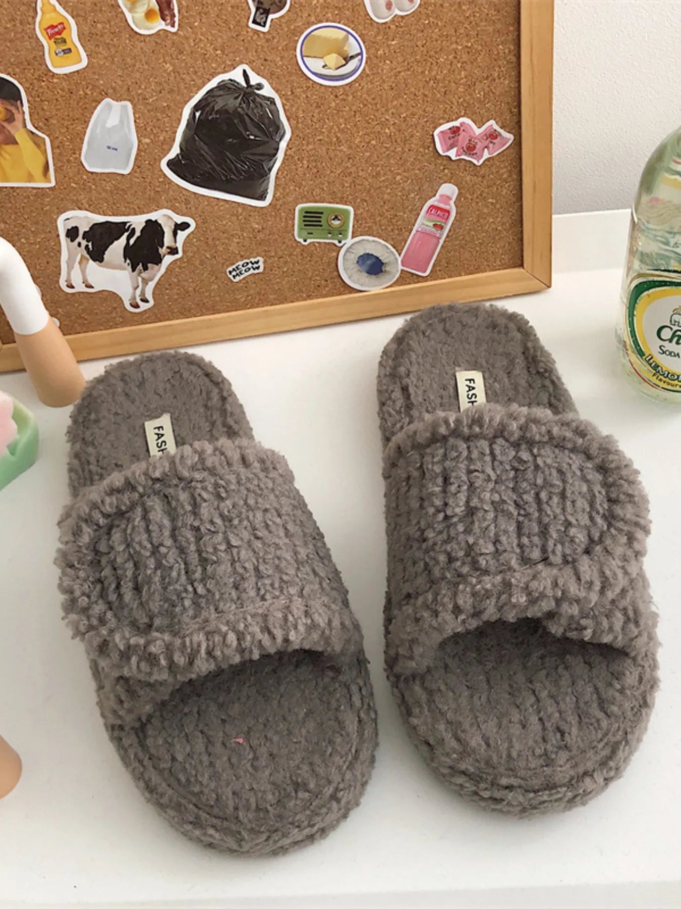 Plush Open Toe Snuggle Slippers