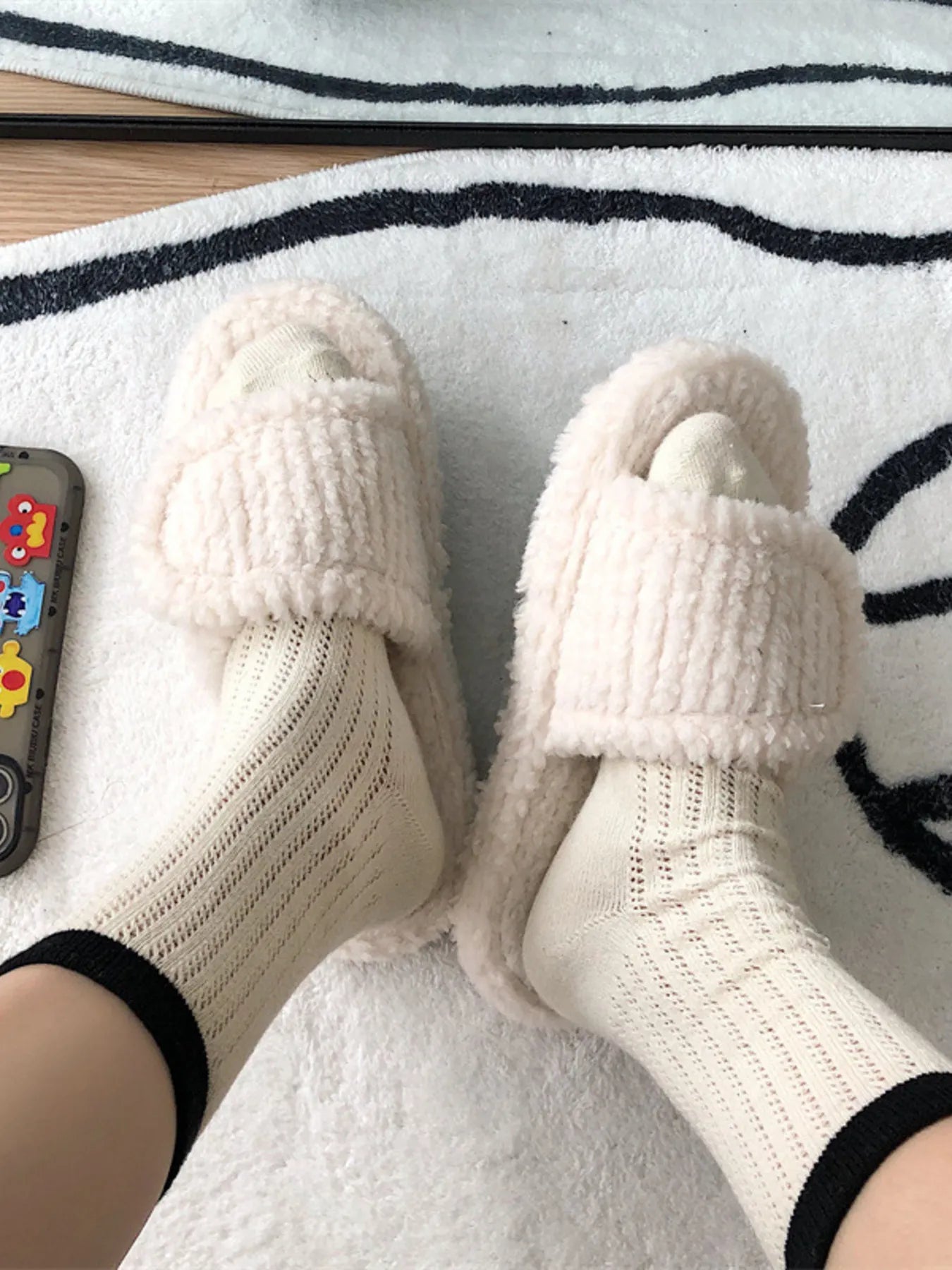 Plush Open Toe Snuggle Slippers