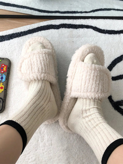 Plush Open Toe Snuggle Slippers