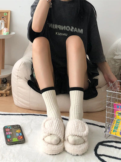 Plush Open Toe Snuggle Slippers