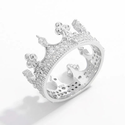 Crown Shape Zircon 925 Sterling Silver Ring - Style Chic Couture