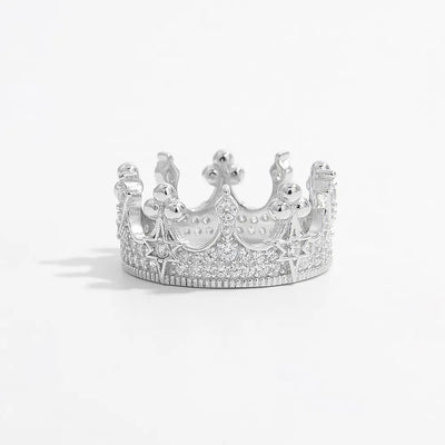 Crown Shape Zircon 925 Sterling Silver Ring - Style Chic Couture