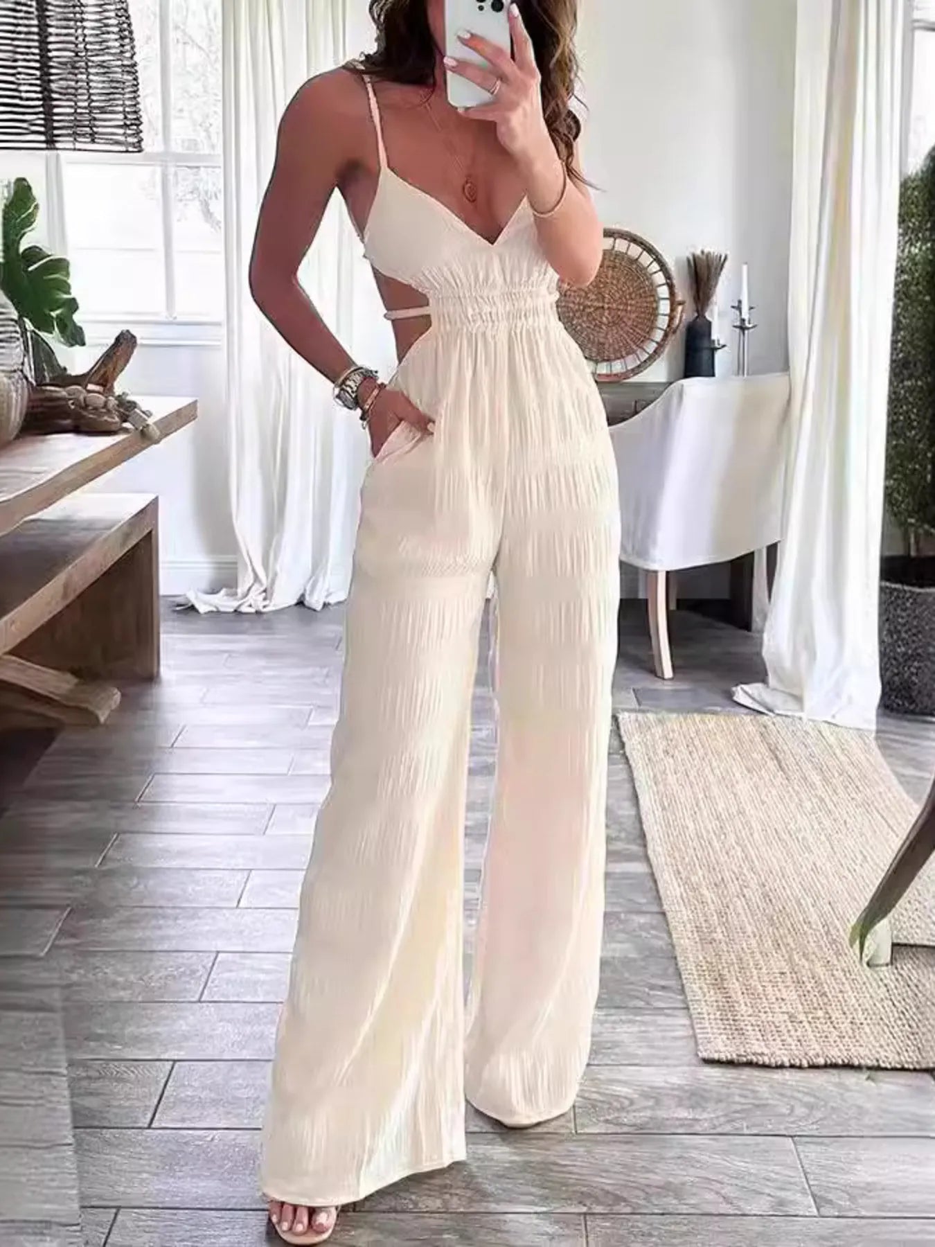 Cut - Out Wide Leg Jumpsuit - Style Chic Couture