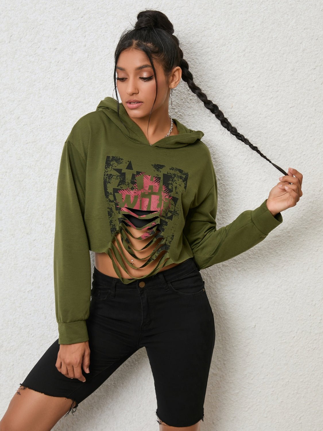 Cutout Long Sleeve Hoodie - Style Chic Couture