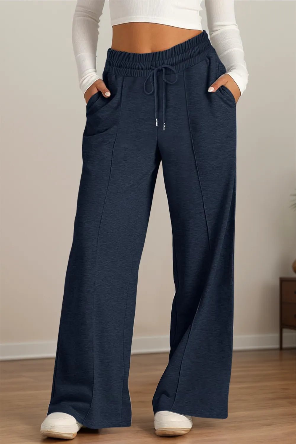 Drawstring Elastic Waist Wide Leg Pants - Style Chic Couture