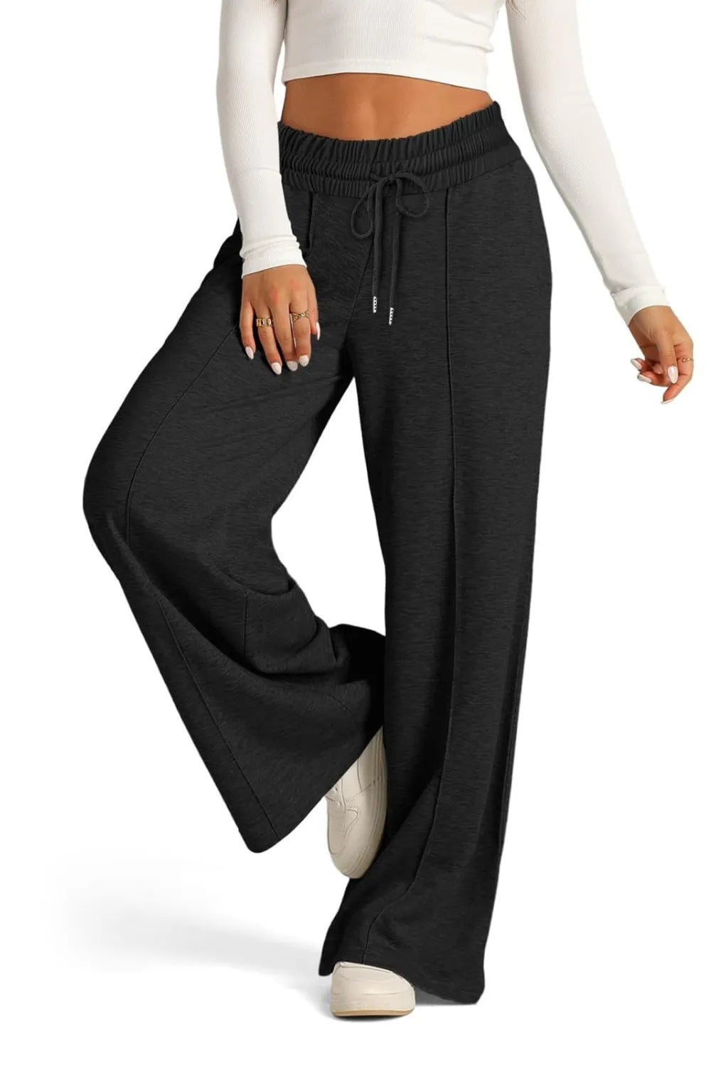 Drawstring Elastic Waist Wide Leg Pants - Style Chic Couture