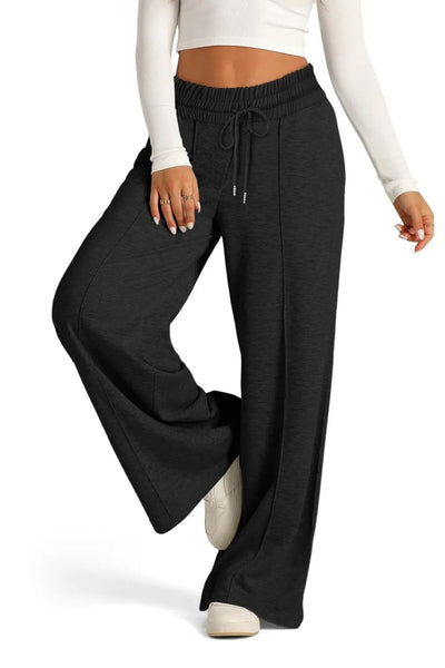 Drawstring Elastic Waist Wide Leg Pants - Style Chic Couture