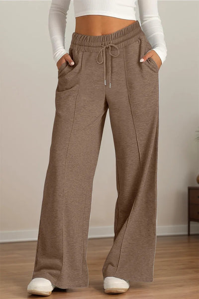 Drawstring Elastic Waist Wide Leg Pants - Style Chic Couture