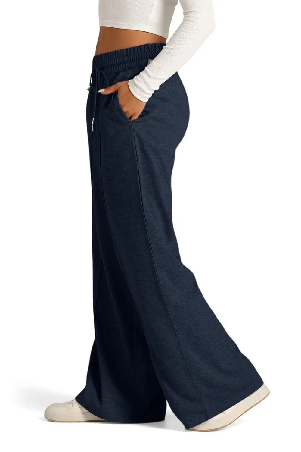 Drawstring Elastic Waist Wide Leg Pants - Style Chic Couture