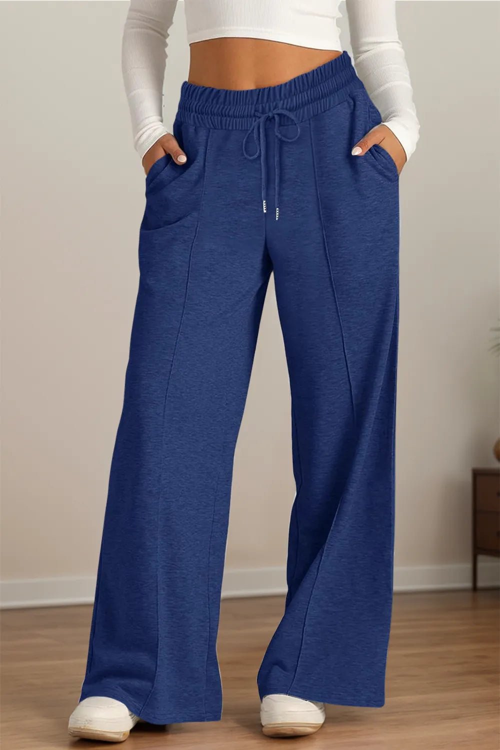 Drawstring Elastic Waist Wide Leg Pants - Style Chic Couture