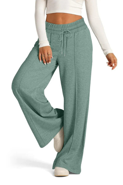 Drawstring Elastic Waist Wide Leg Pants - Style Chic Couture