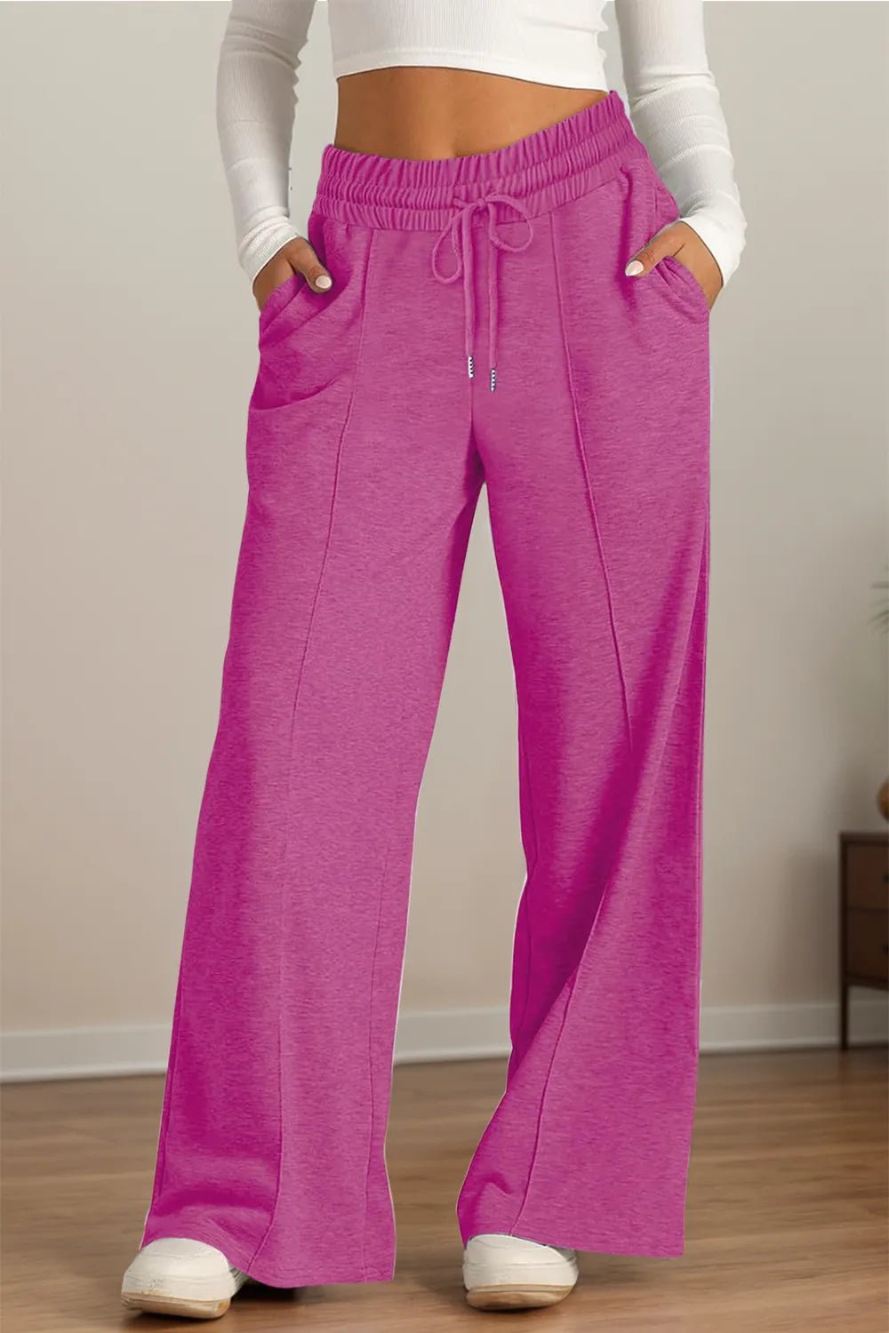 Drawstring Elastic Waist Wide Leg Pants - Style Chic Couture