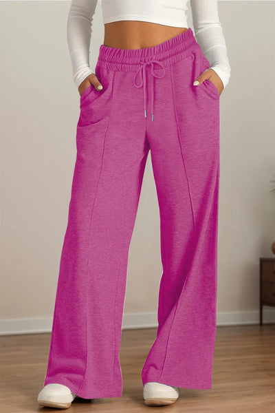 Drawstring Elastic Waist Wide Leg Pants - Style Chic Couture