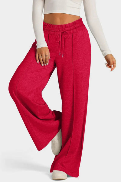 Drawstring Elastic Waist Wide Leg Pants - Style Chic Couture