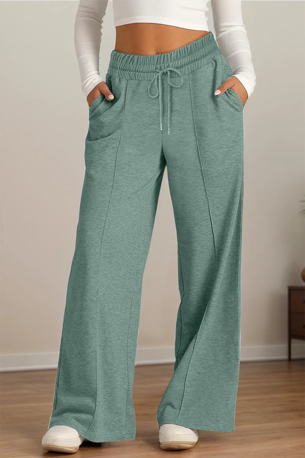 Drawstring Elastic Waist Wide Leg Pants - Style Chic Couture
