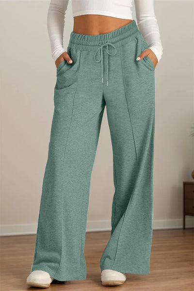 Drawstring Elastic Waist Wide Leg Pants - Style Chic Couture