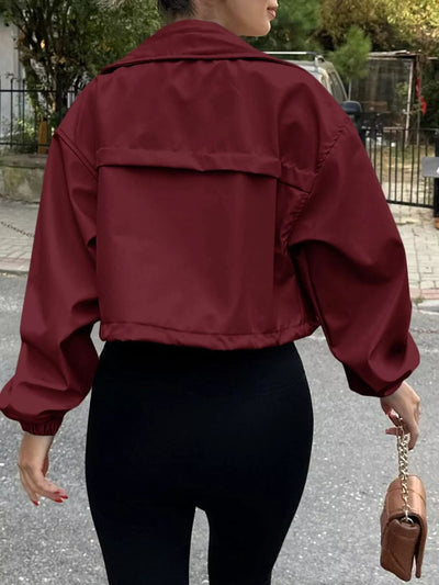 Drawstring Hem Zip Up Jacket - Style Chic Couture