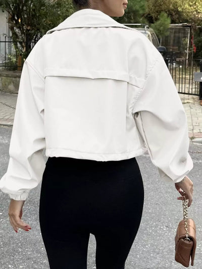 Drawstring Hem Zip Up Jacket - Style Chic Couture