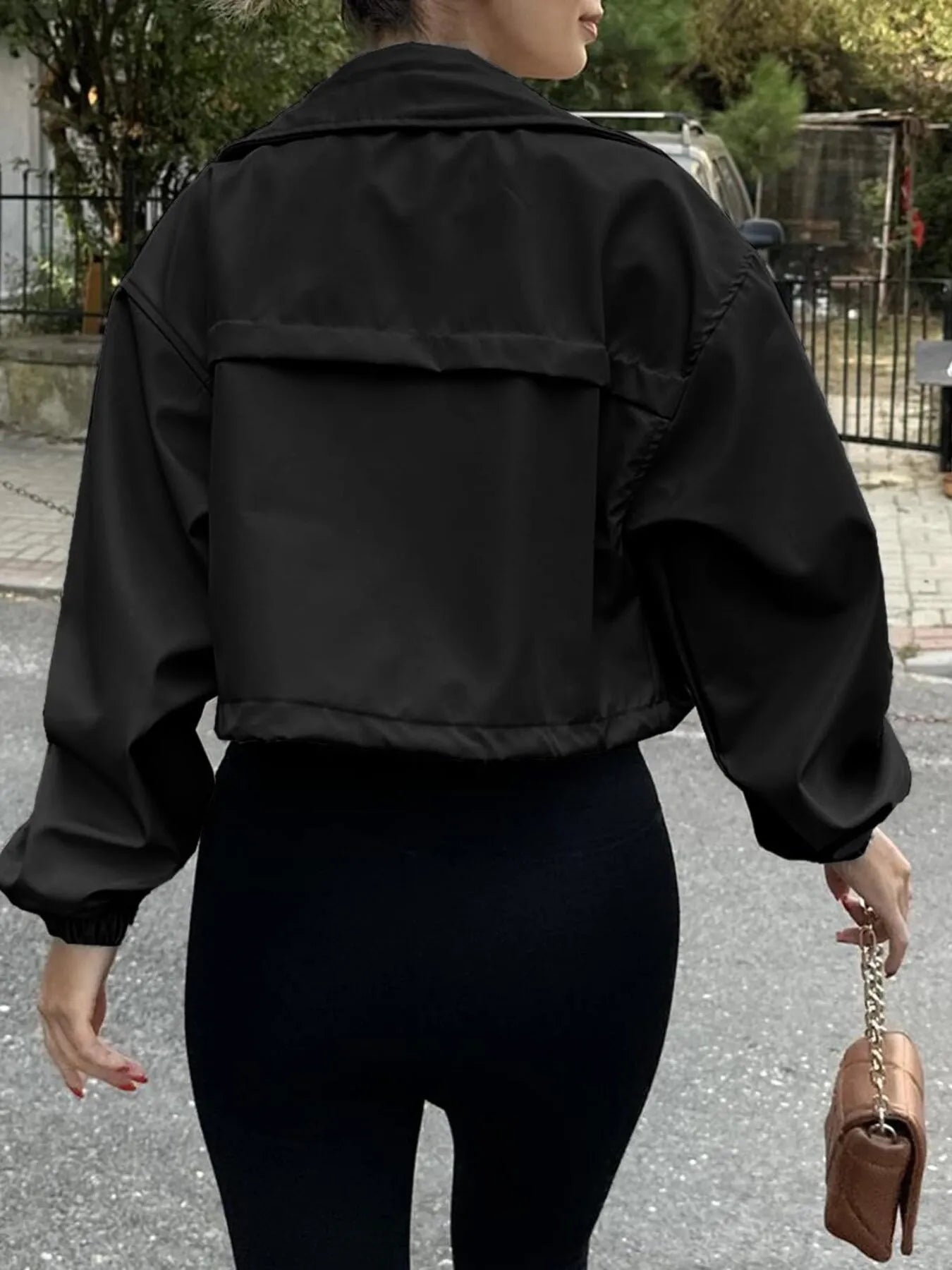 Drawstring Hem Zip Up Jacket - Style Chic Couture