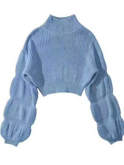 Elegant Feminine Mock Neck Flared Sleeve Adaptable Design - Style Chic Couture