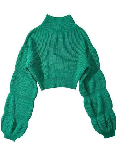 Elegant Feminine Mock Neck Flared Sleeve Adaptable Design - Style Chic Couture