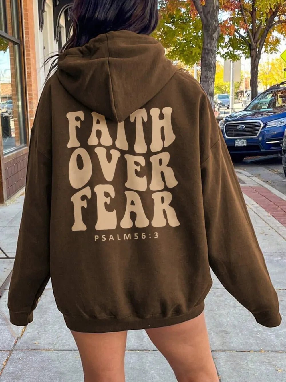 FAITH OVER FEAR Dropped Shoulder Hoodie - Style Chic Couture