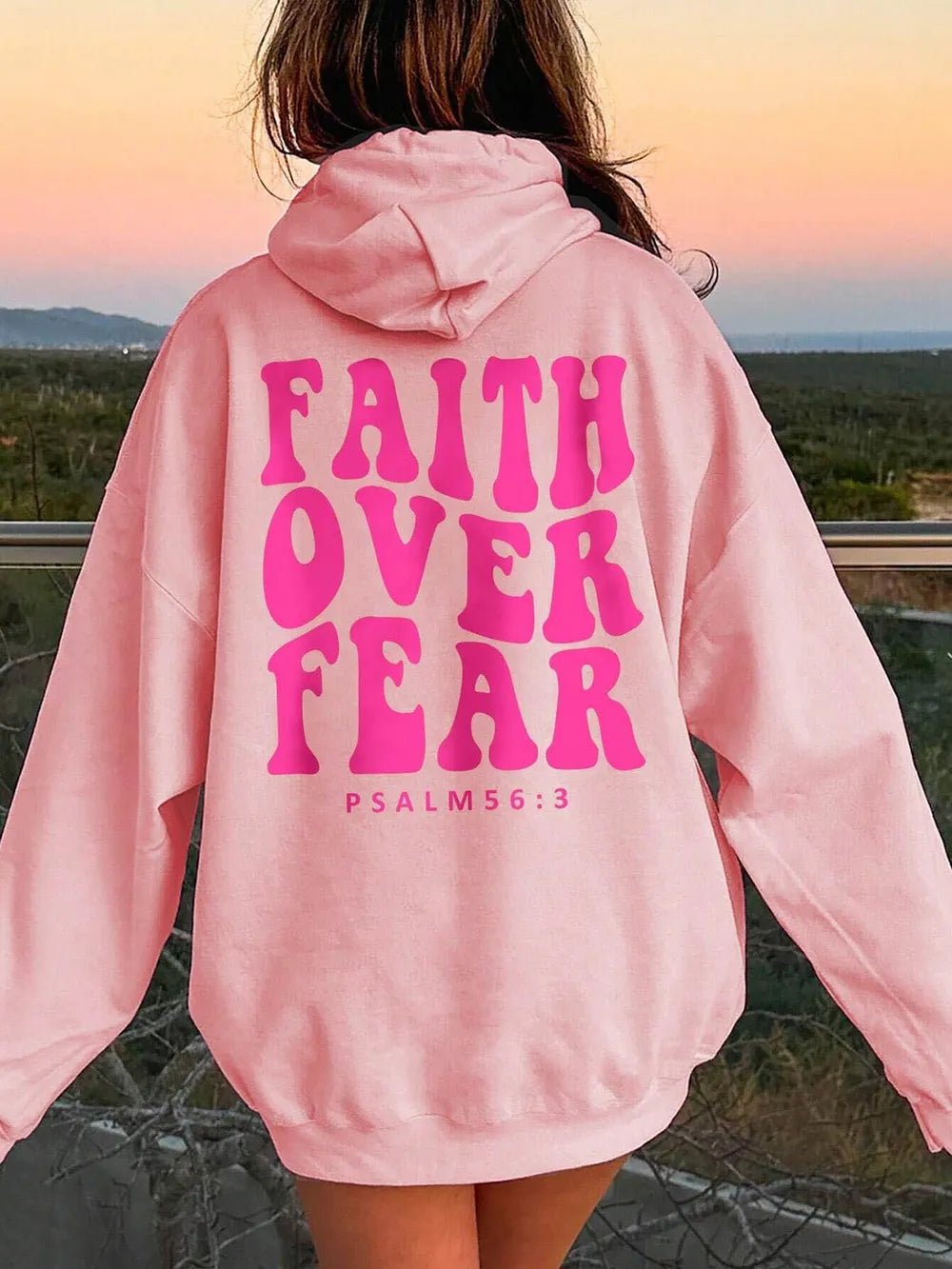 FAITH OVER FEAR Dropped Shoulder Hoodie - Style Chic Couture