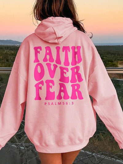 FAITH OVER FEAR Dropped Shoulder Hoodie - Style Chic Couture