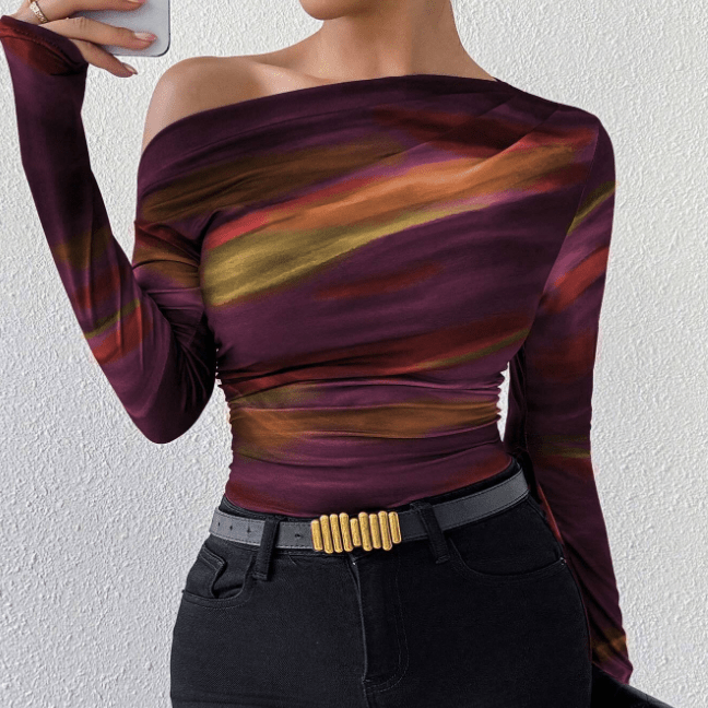 Fashionable Long Sleeve Graphic Tee Ladies Tops - Style Chic Couture